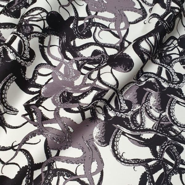 Motif tissu Poulpe Noir et Blanc Collection de tissus ALL Zéphyr&Co